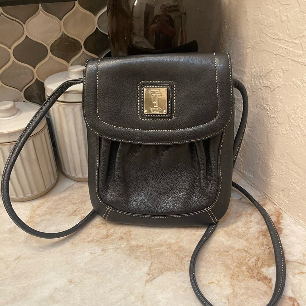 Tignanello Black Leather Crossbody Bag